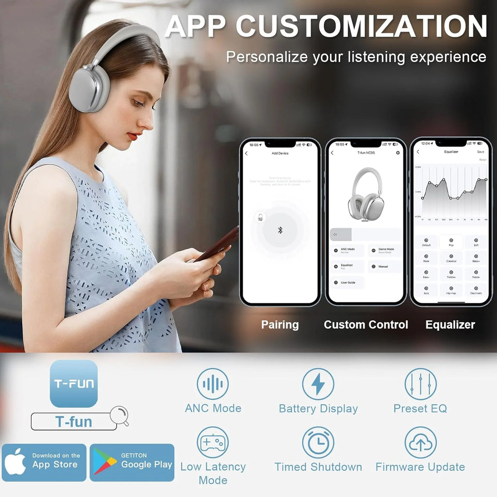 T-fun NC95 ANC Bluetooth Headphones