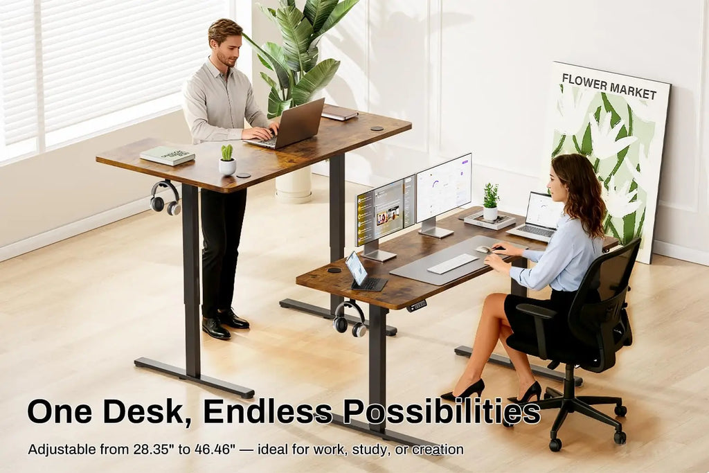 L Shaped Electric Standing Desk 55x33.5