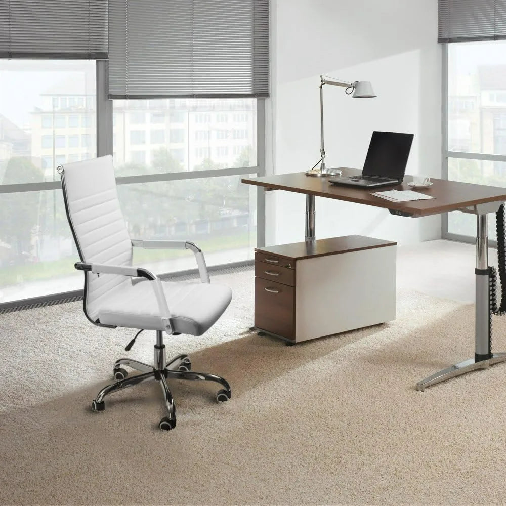 Furmax Ribbed PU Leather Office Chair