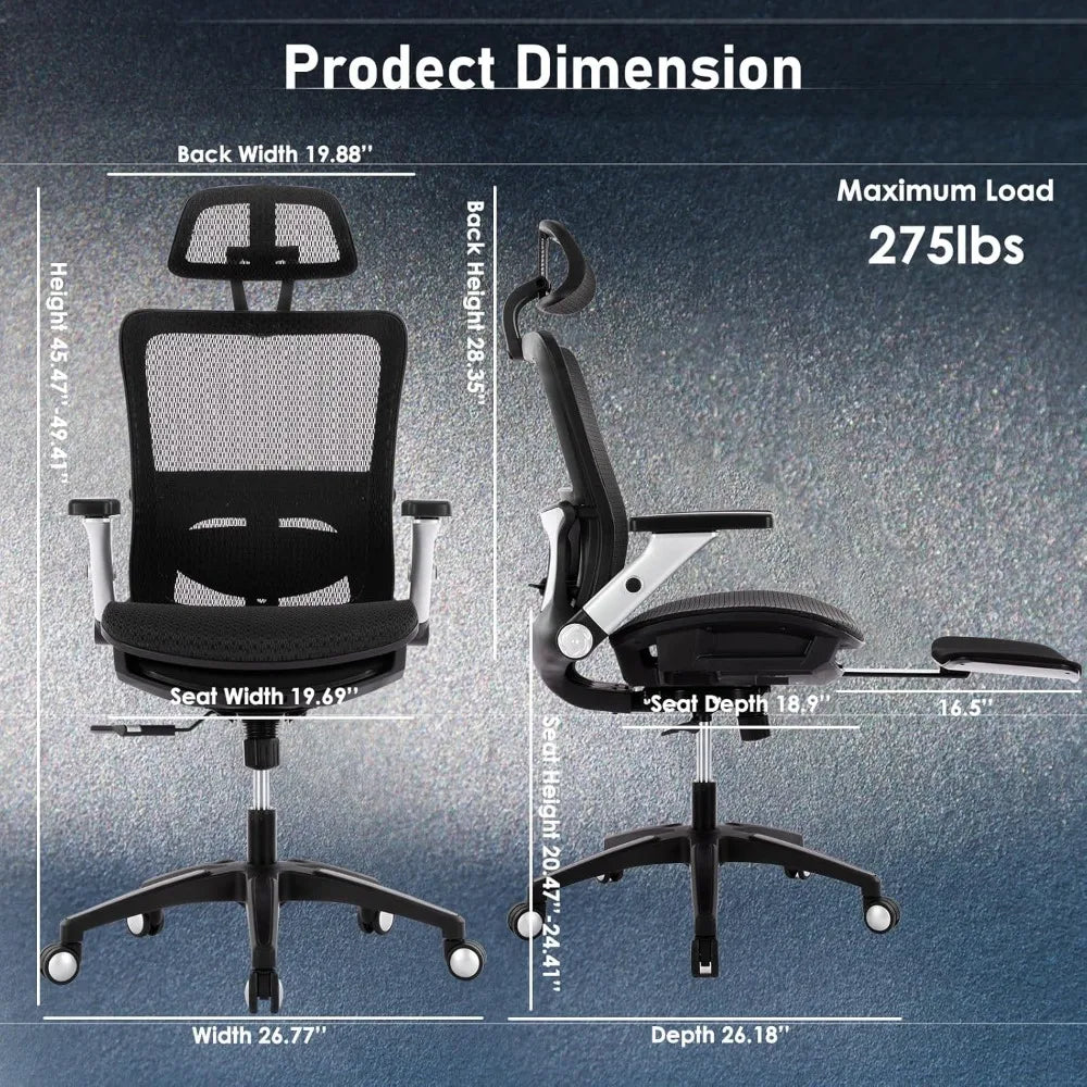 COLAMY Ergonomic Mesh Office Chair with Footrest