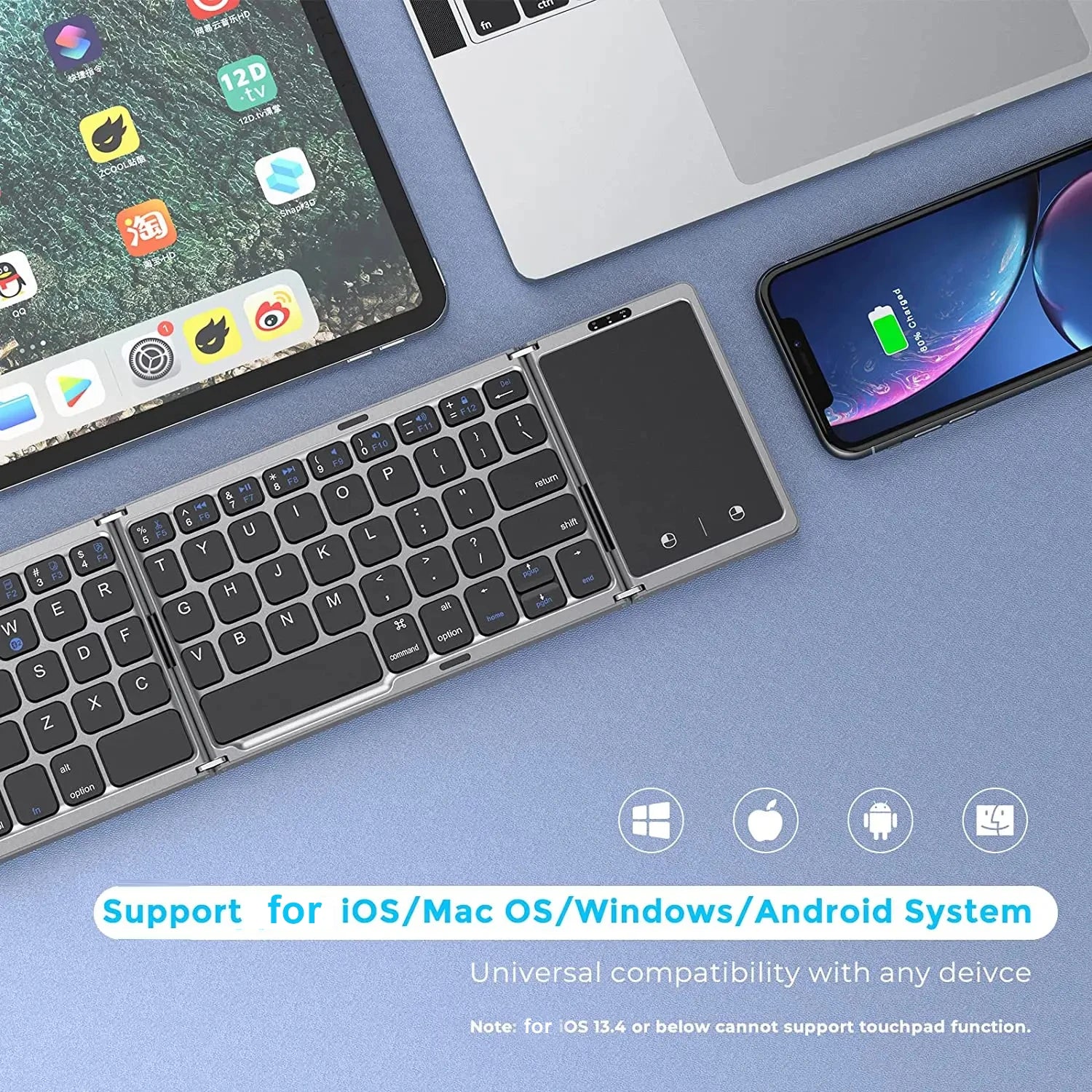 Foldable Bluetooth Keyboard with Touchpad