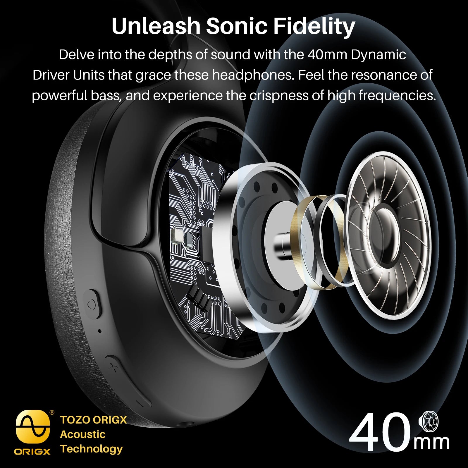 TOZO Hi-Res ANC Over Ear Headphones