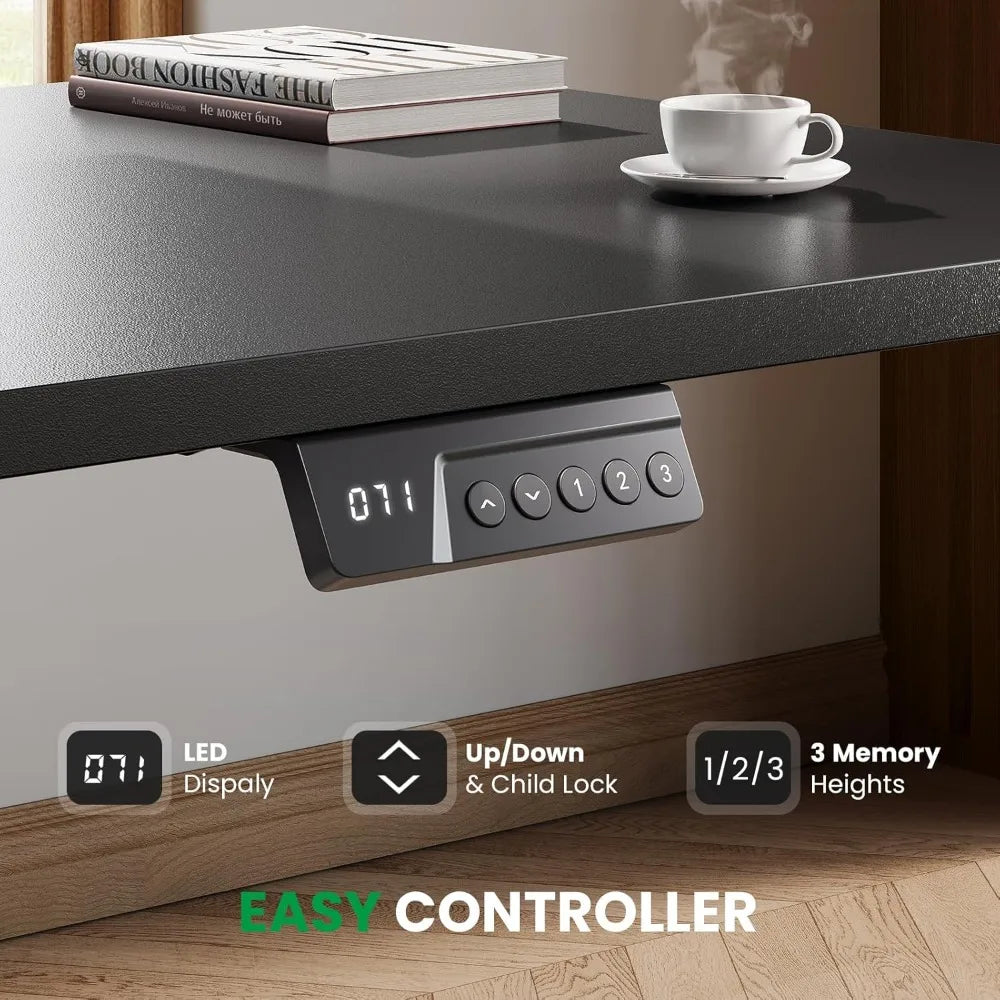 L Shaped Standing Desk with Charging Station