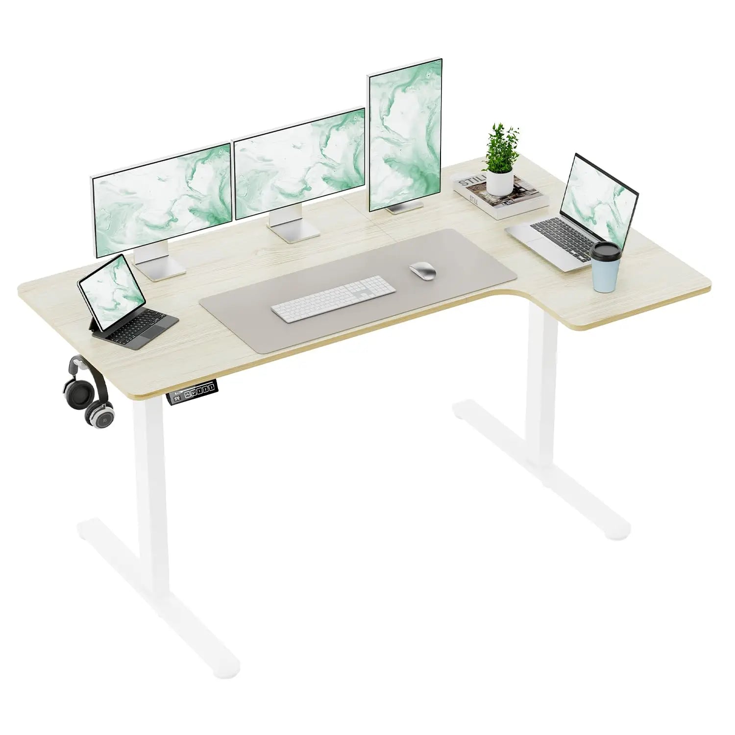 L Shaped Electric Standing Desk 55x33.5