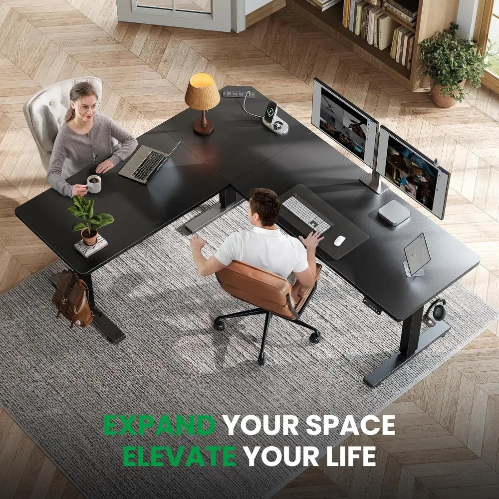 L Shaped Standing Desk with Charging Station