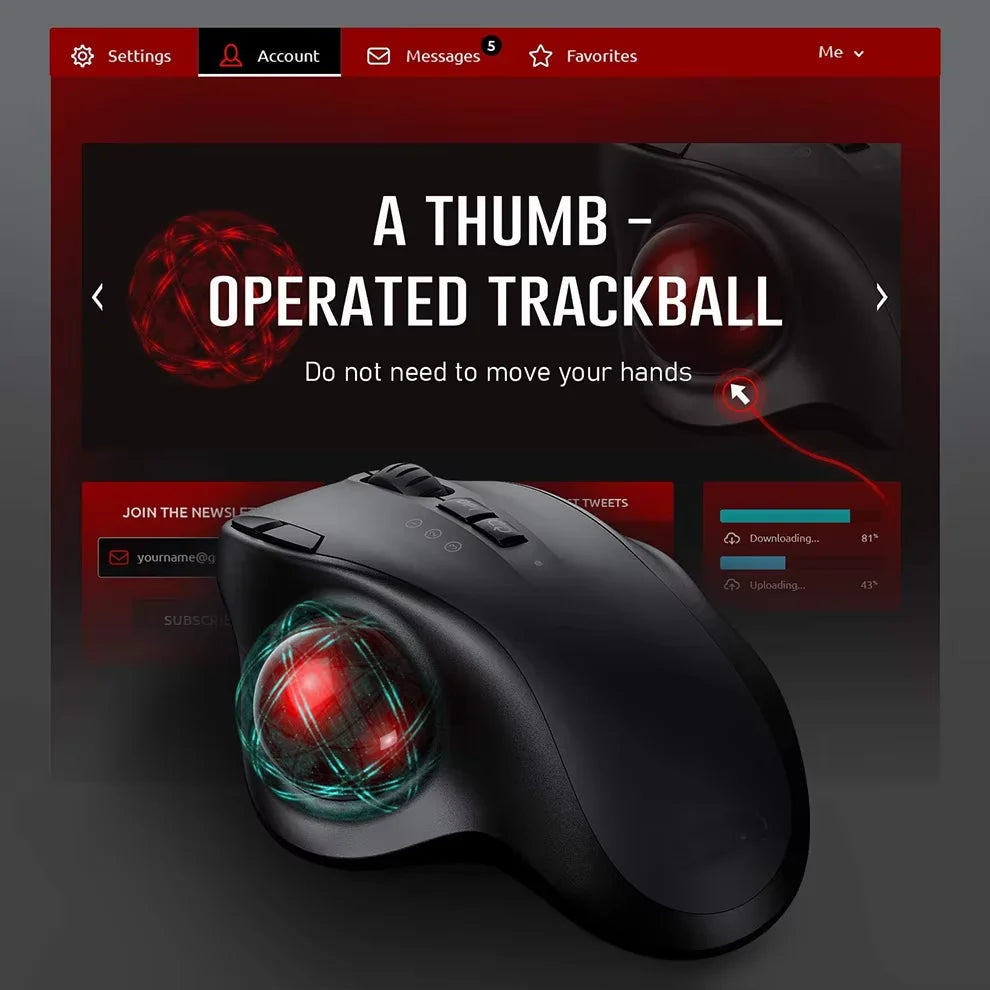 Wireless Trackball Mouse Dual Bluetooth