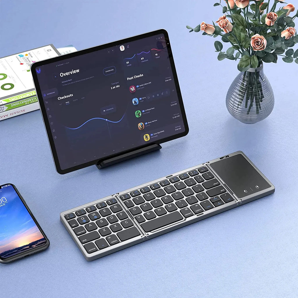 Foldable Bluetooth Keyboard with Touchpad