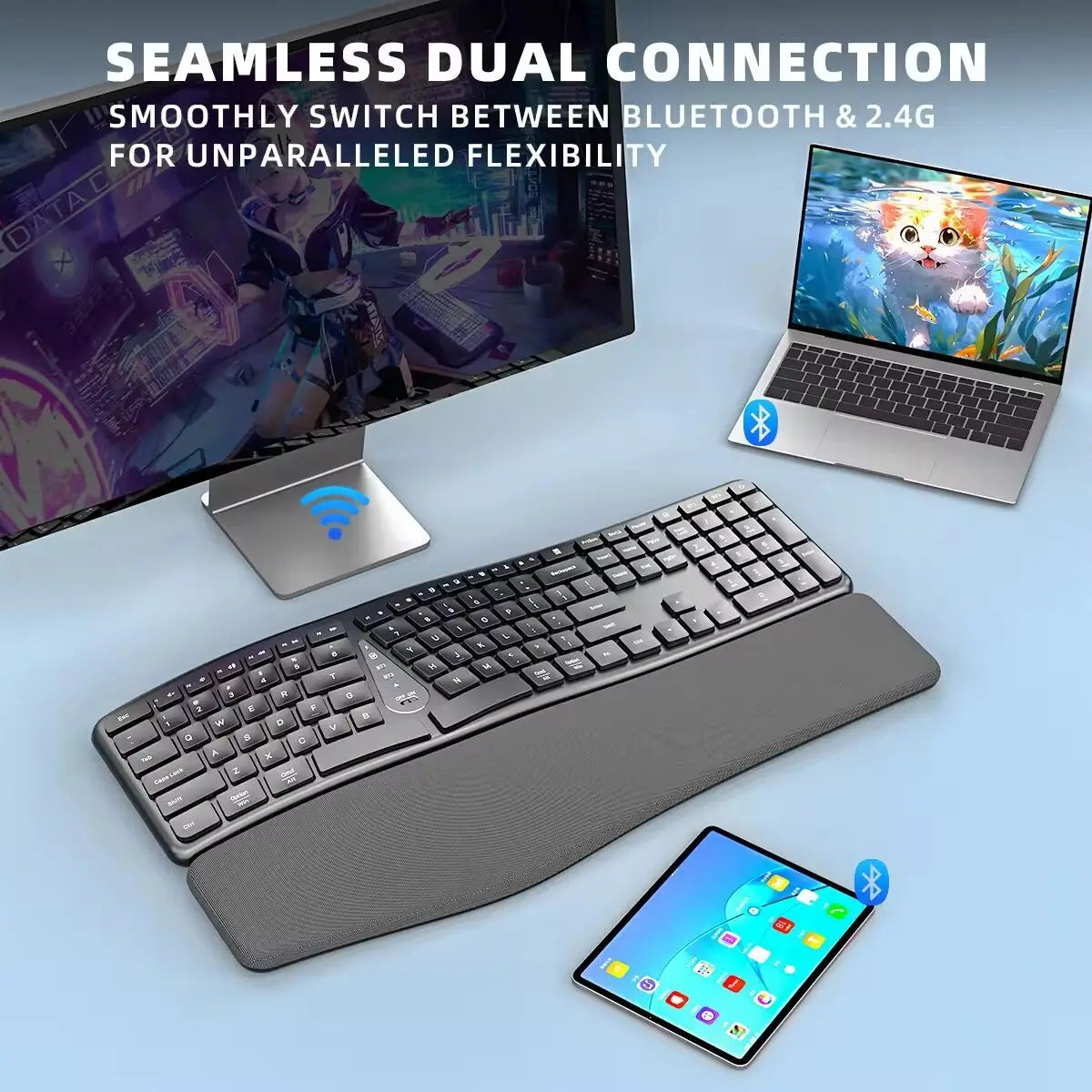 Ergonomic Wireless Bluetooth Keyboard